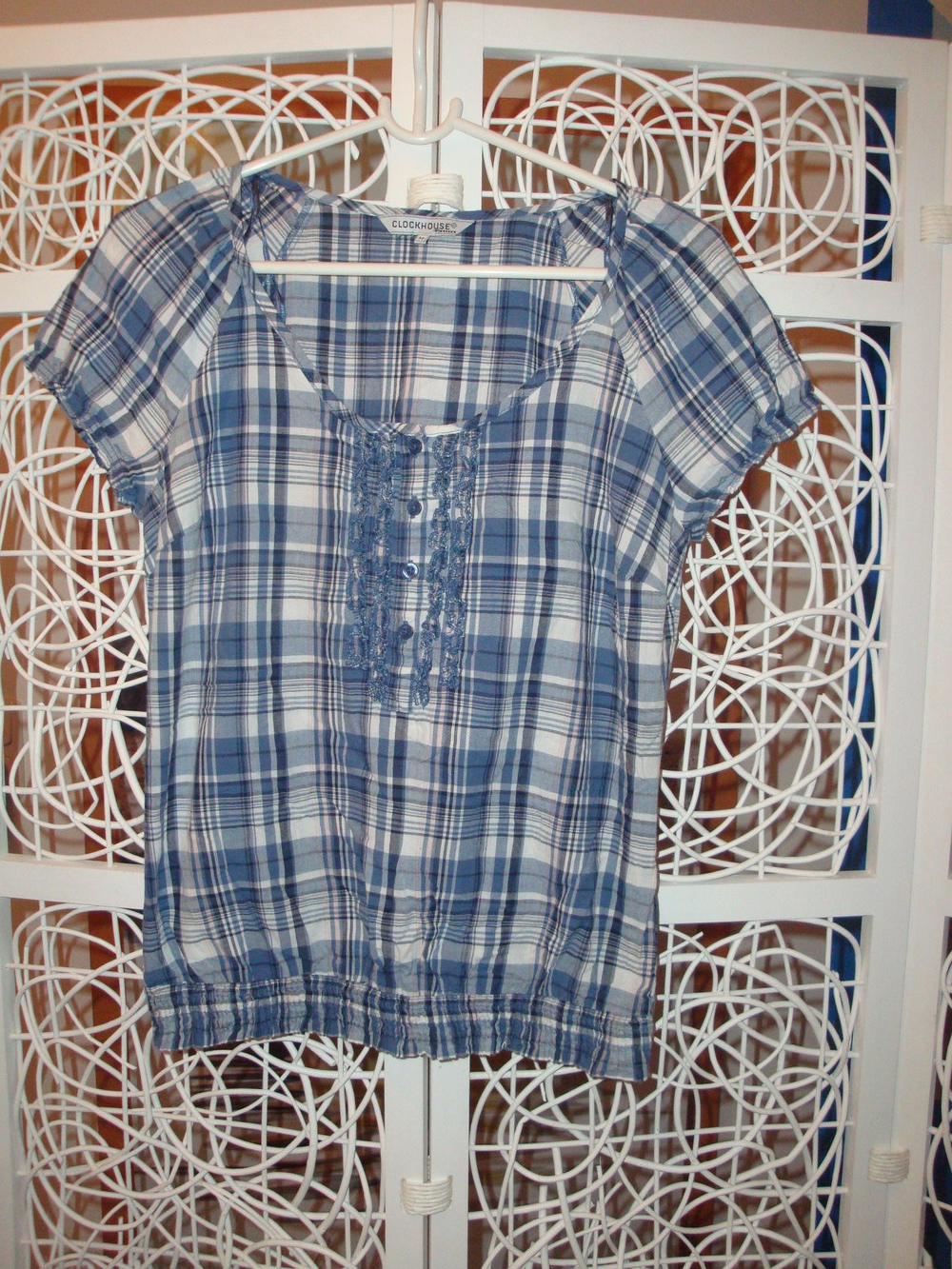 Karierte Kurzarmbluse