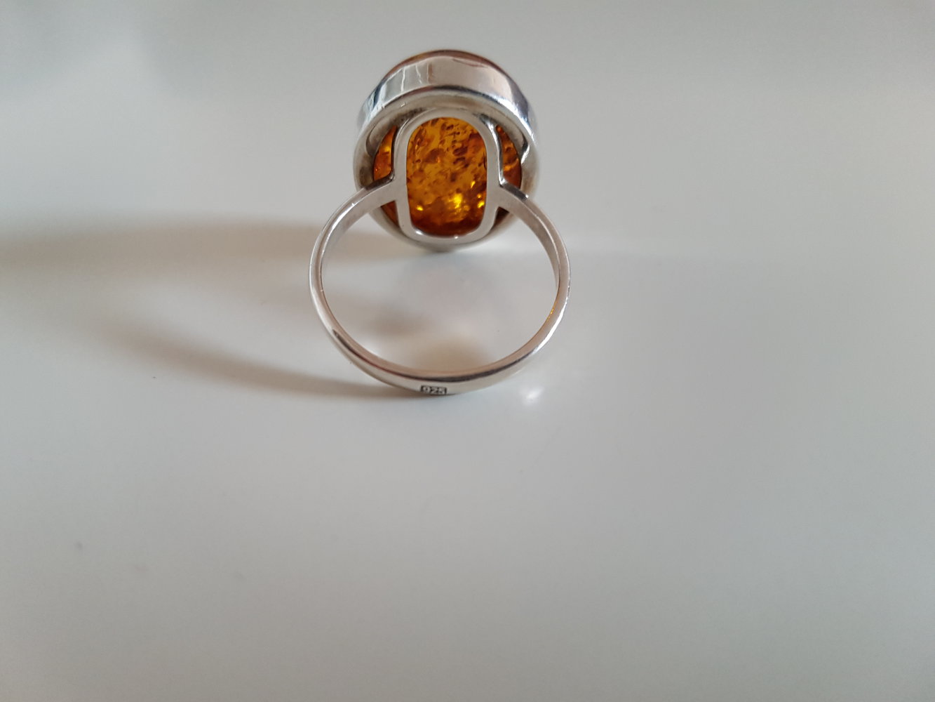 925er Silberring mit Bernstein - neu