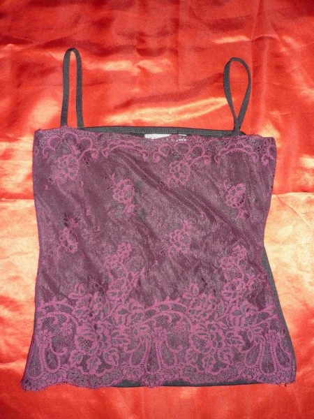 Spitzen Top * S 36 38 * Auberginefarben