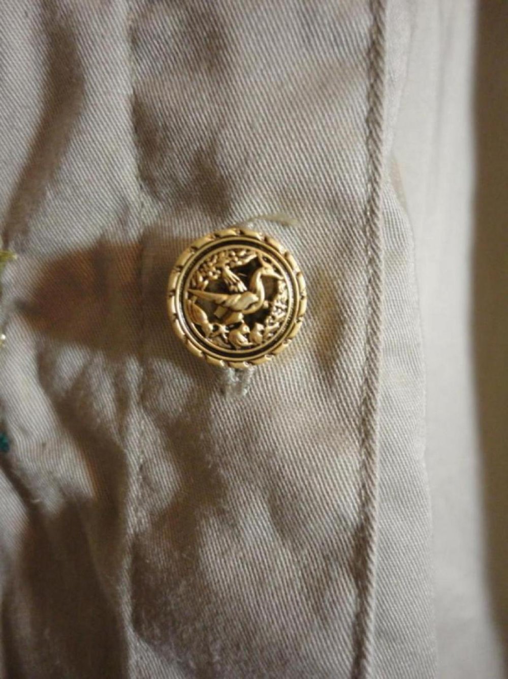 Hemdbluse Khaki Safari Vintage 80er Gr. M