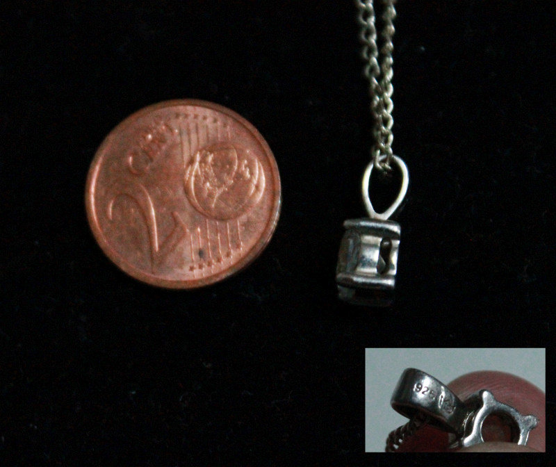 Anhänger geschliffener Stein 925 silber+kette