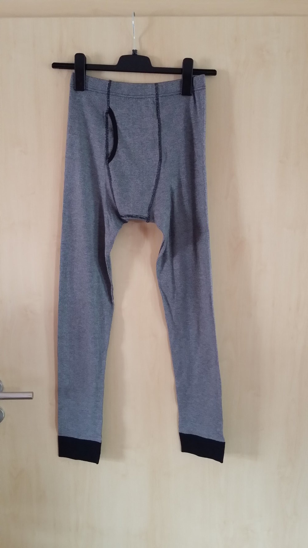 Lange Unterhose – Herren – neu – grau/schwarz gestreift