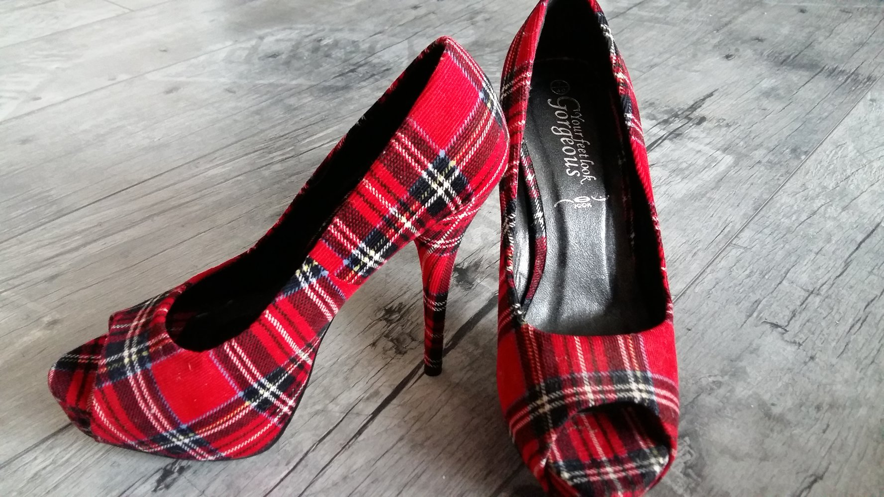 Rot-karierte schotten Optik High-Heels