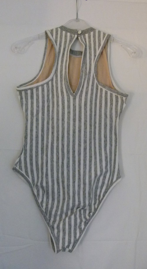 Vintage Body, grau weiß gestreift, aus den 90ern, NEU, Fitness Sport Tanz Yoga Retro Festival