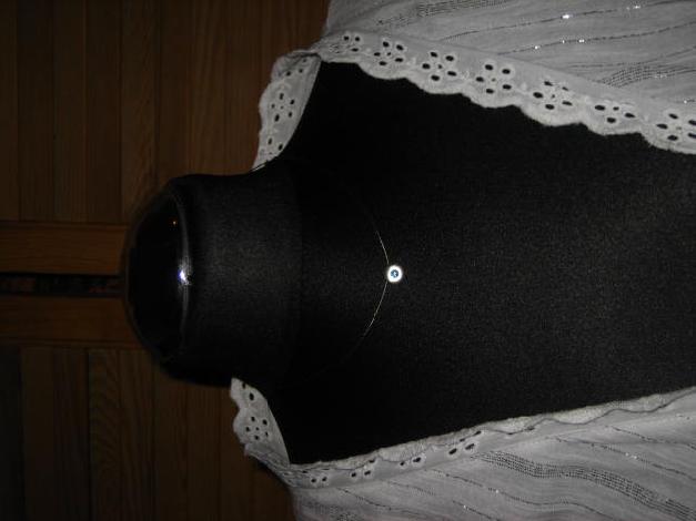 Vintage Kette Anhänger Schmuck schlicht mit blauem Stein Metall Silber Türkis