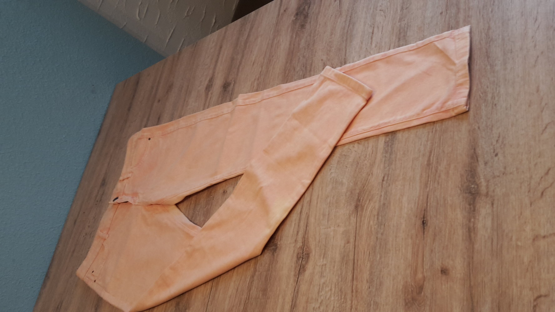 Gr.38 S M NEUw. Jeans Stretch rosa Batik Pfirsich Hose chic