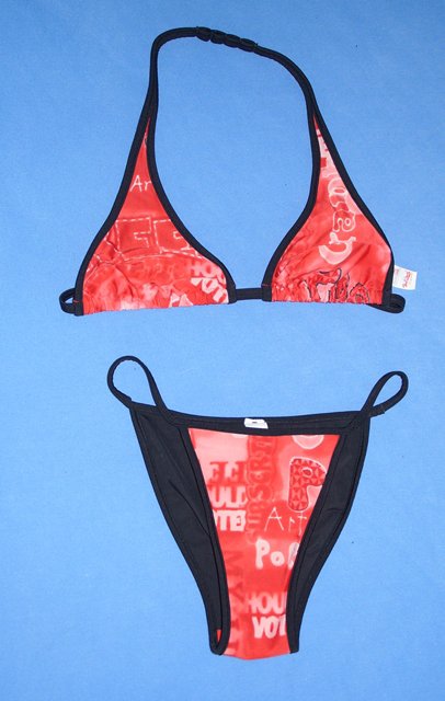 Triangel-Bikini in schwarz-rot