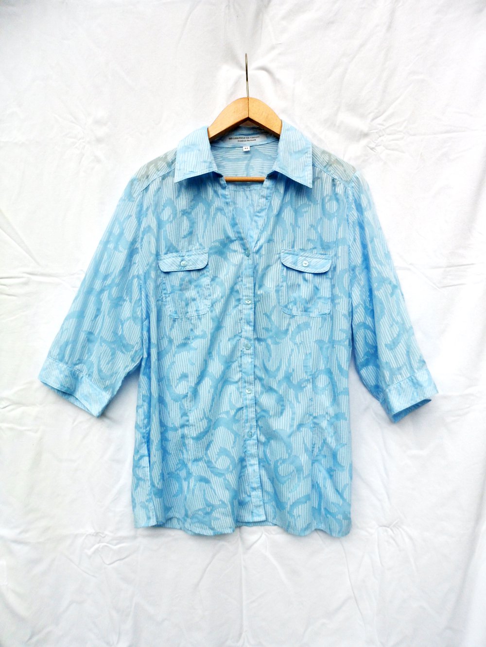 Hellblaue Bluse Floral