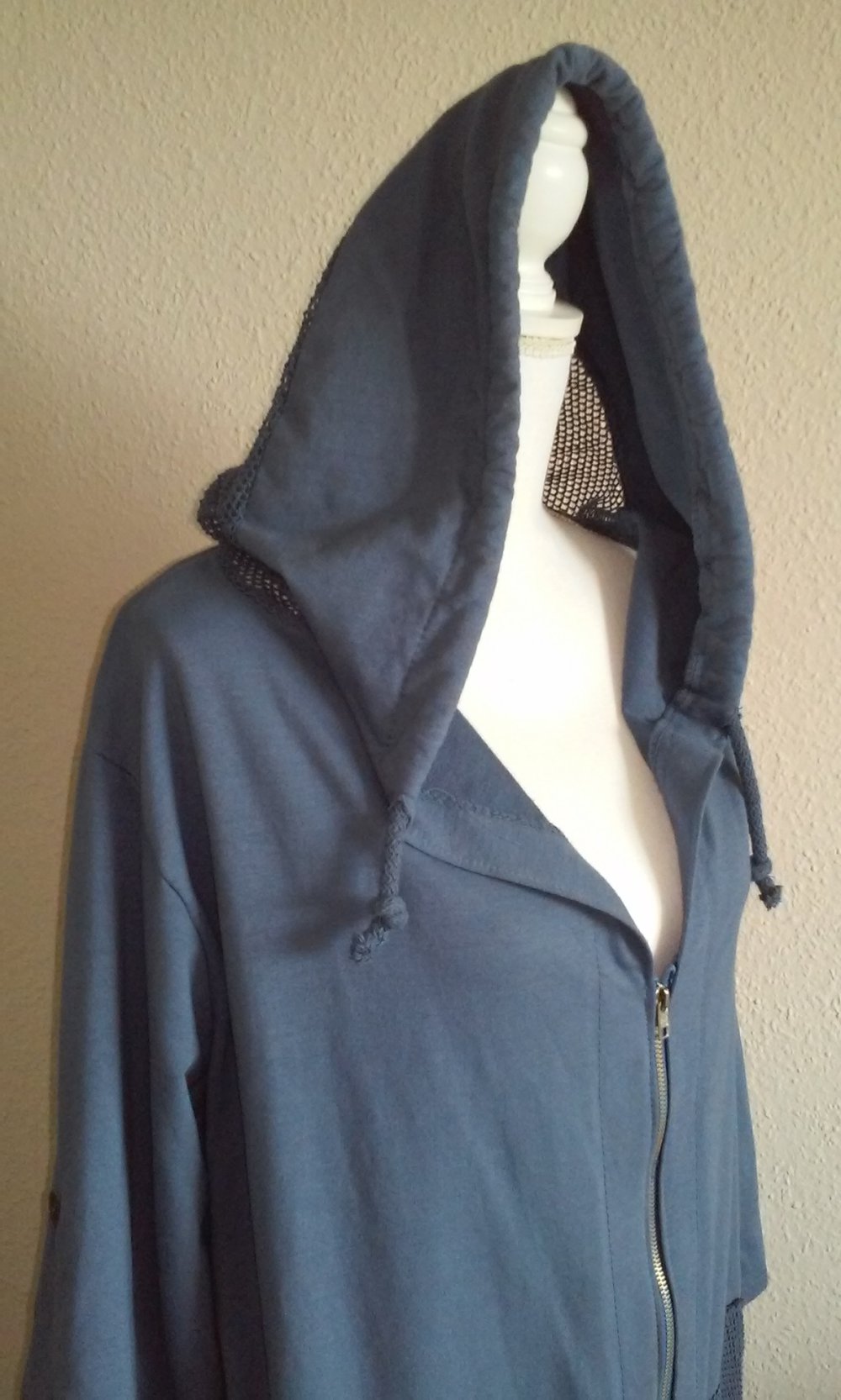 Neu! Italy Sommerjacke Kapuzenjacke Paker  Long Jacke langarm (oder krempeln) in jeansblau