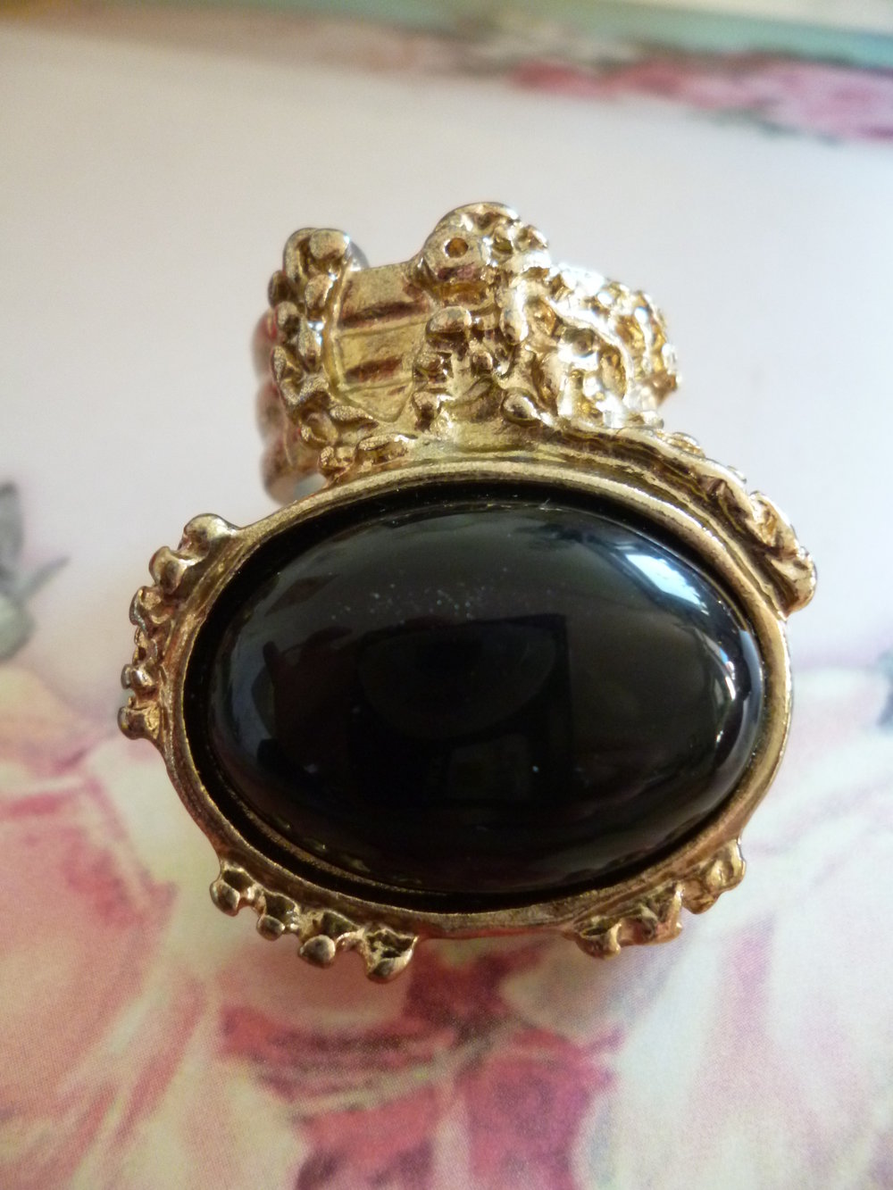 Statement Ringe orange schwarz gold Set