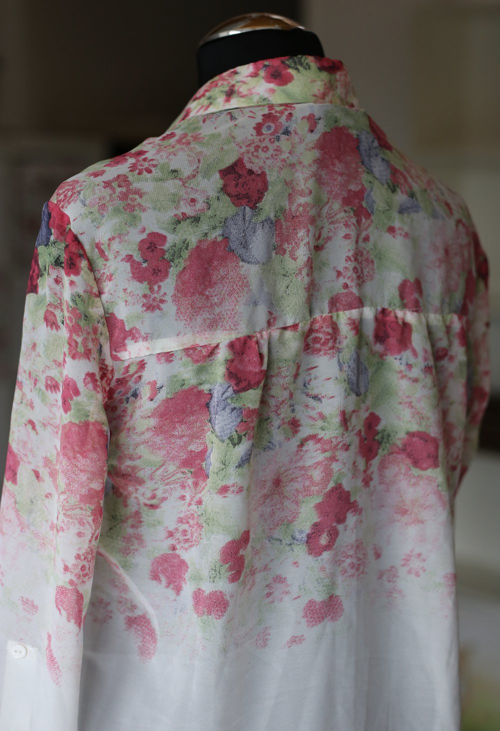 Blumenbluse XS 34 Weiß Pink