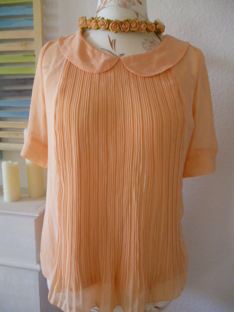 Plissee Bubikragen Chiffon Bluse aprikot von Vero Moda 40/42