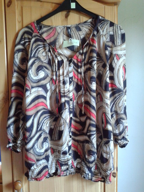 Bluse, transparent, locker, luftig, bunt, Sommer, beige, braun, schwarz, rot, XXL