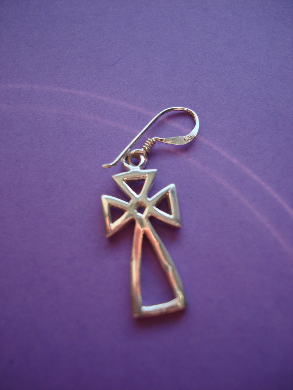 einzelner Ohrhänger / Anhänger Kreuz, Silber