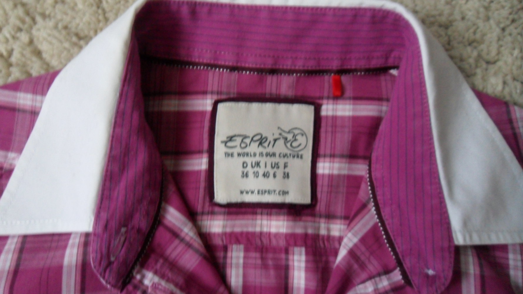 Esprit - Karobluse - 36 - Super- Zustand - karierte Bluse - Pink-Töne mit weißem Kragen