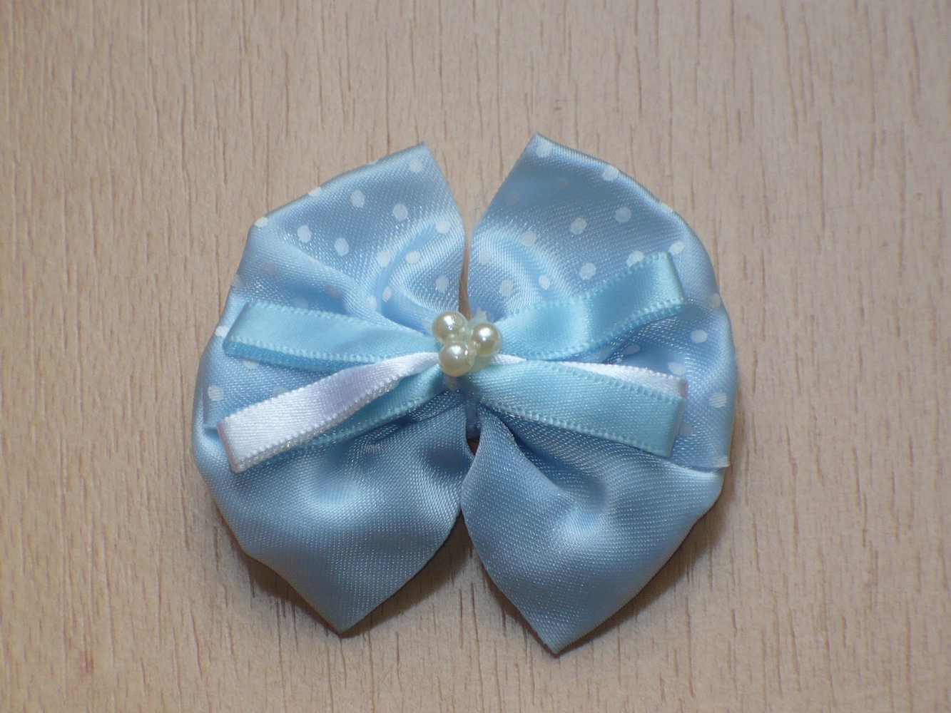 Haarspange Schleife hellblau weiß