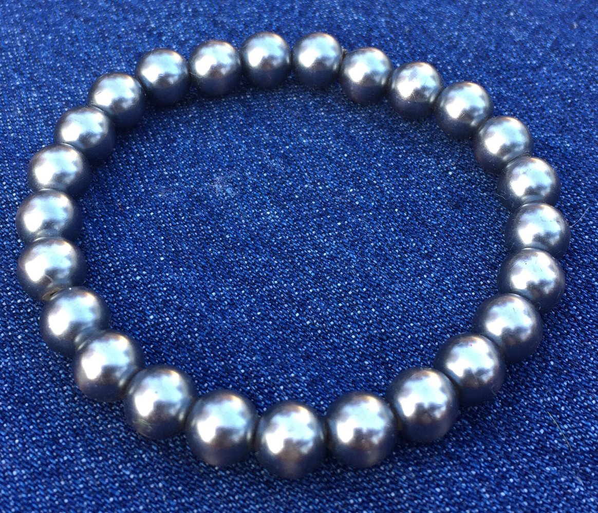 elastisches ARMBAND metallic PERLEN dunkelgrau 