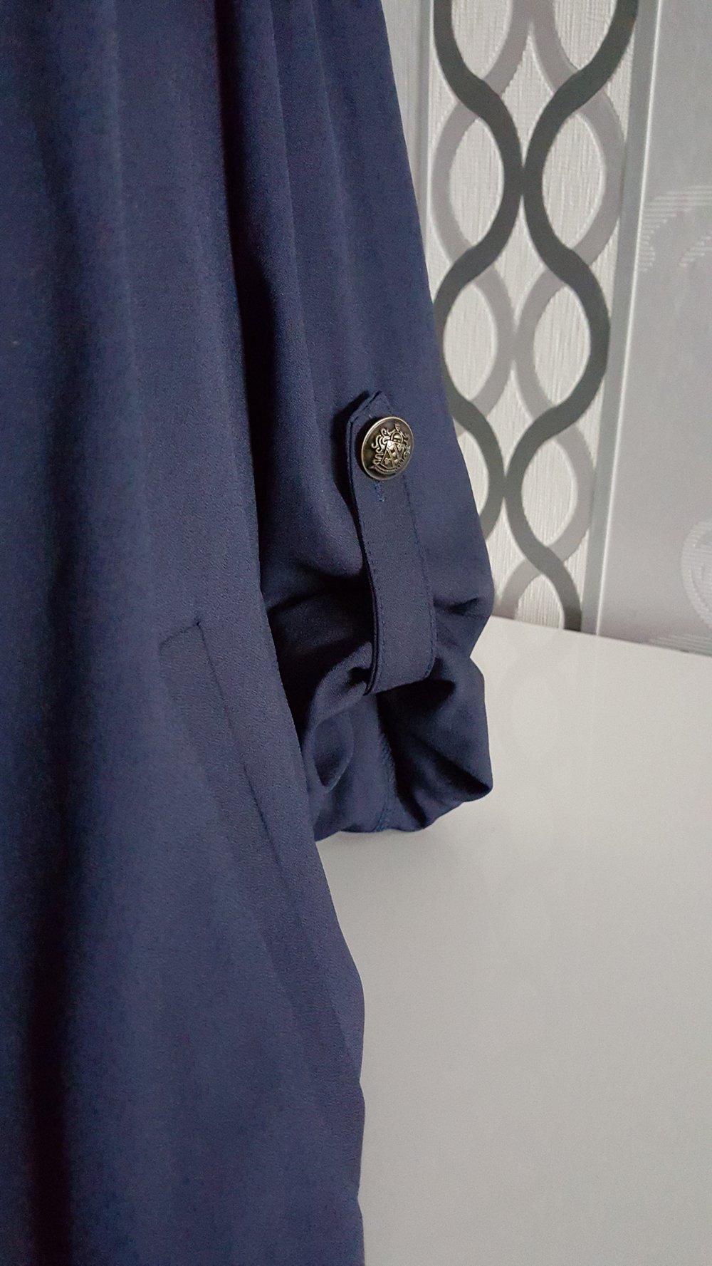 Cardigan Bluse lang blau ausgez. XXL passt auch bzw. eher  für L XL 42 44