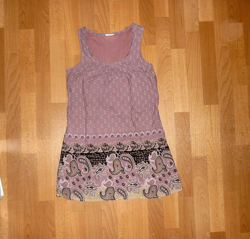 Kleid Hängerchen Longtop Ethno Paisley Muster lila nude schwarz Street One Gr. 36 Goa