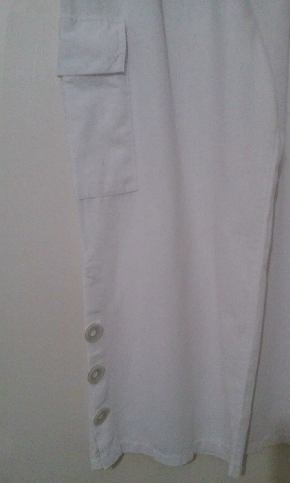 weiße Leinen Hose 3/4 lang Sommerhose Strandhose Schlabberhose