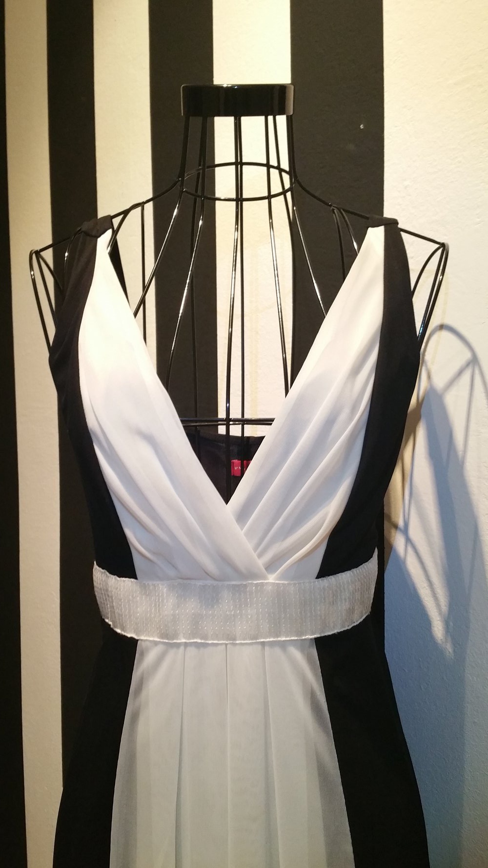 Chiffon Kleid, schwarz/weiß 