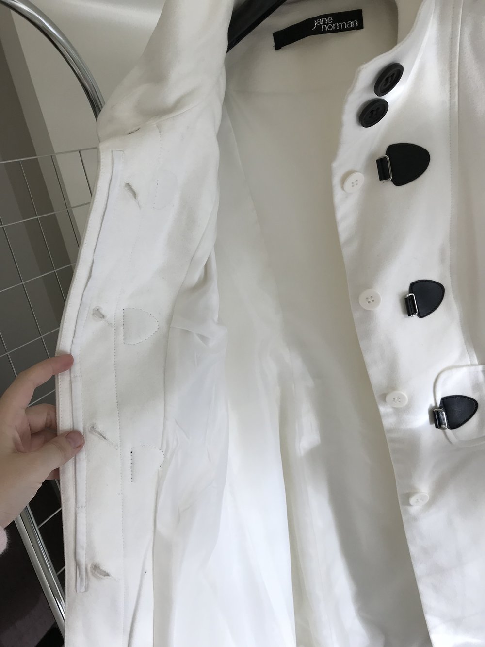 Sehr schöner weiß schwarzer Mantel von Jane Norman wie neu in 34