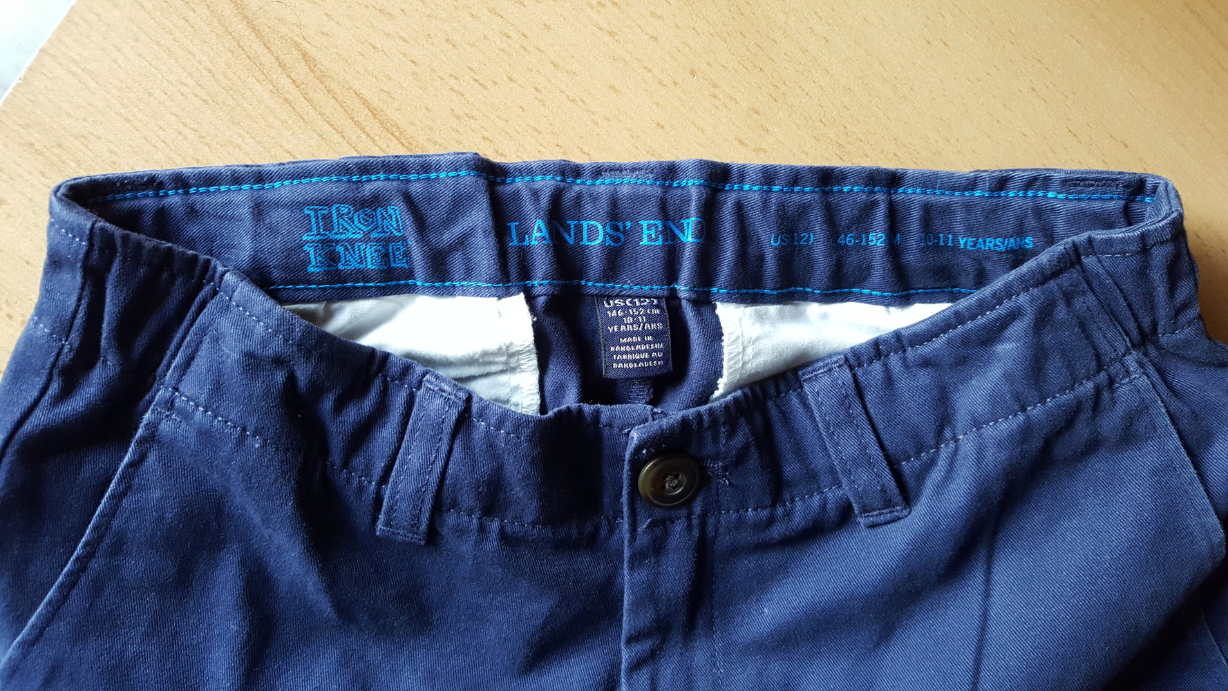 403. Stoffhose von Lands Ends, Gr. 146-152, dunkelblau, iron knee