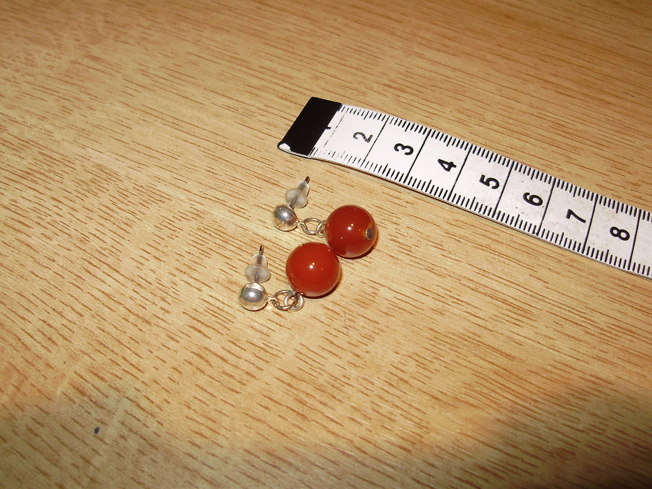 Ohrringe Hänger silbern rote Perle NEU