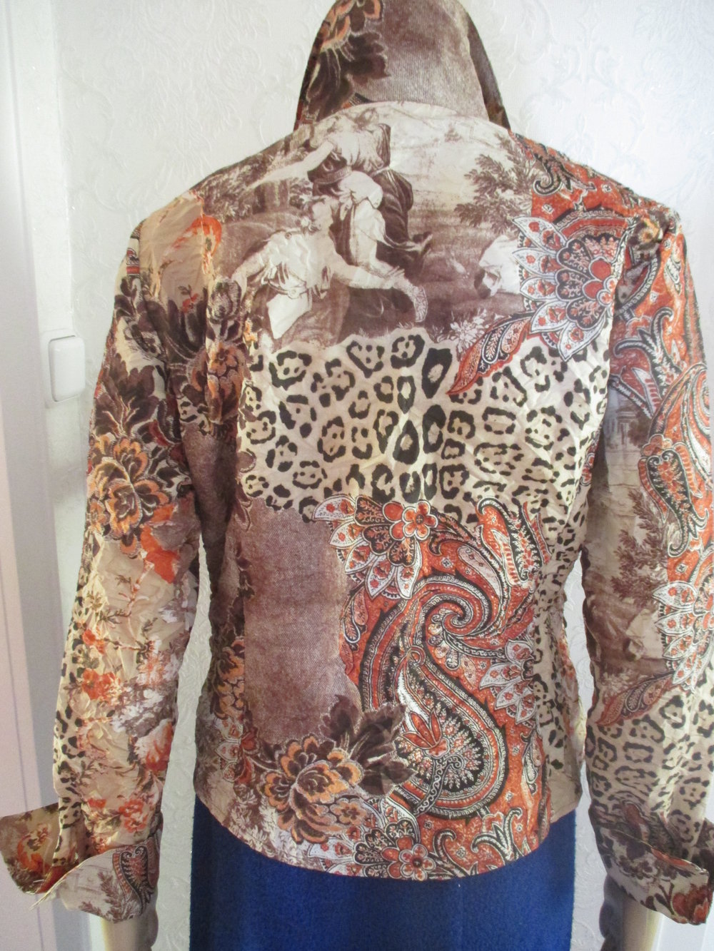 NEU Rosen-Blüten Romantik Animal Leoparden Seiden-Satin Crinkel Hemd BLUSE 