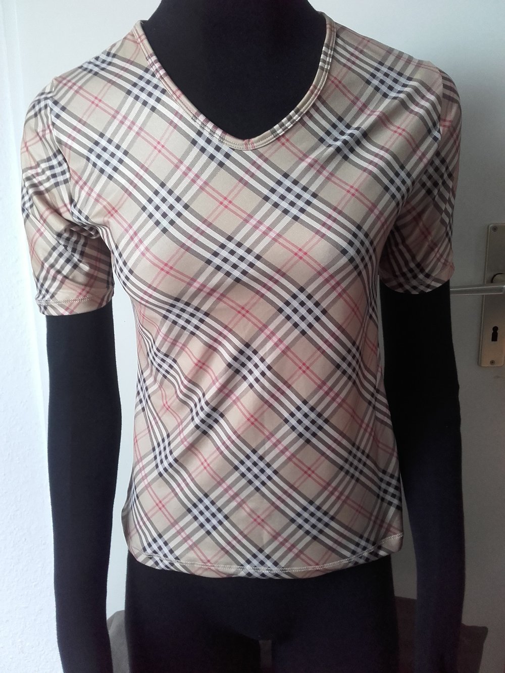 Jean Marie beige karriert Thisrt / Unterhemd, M