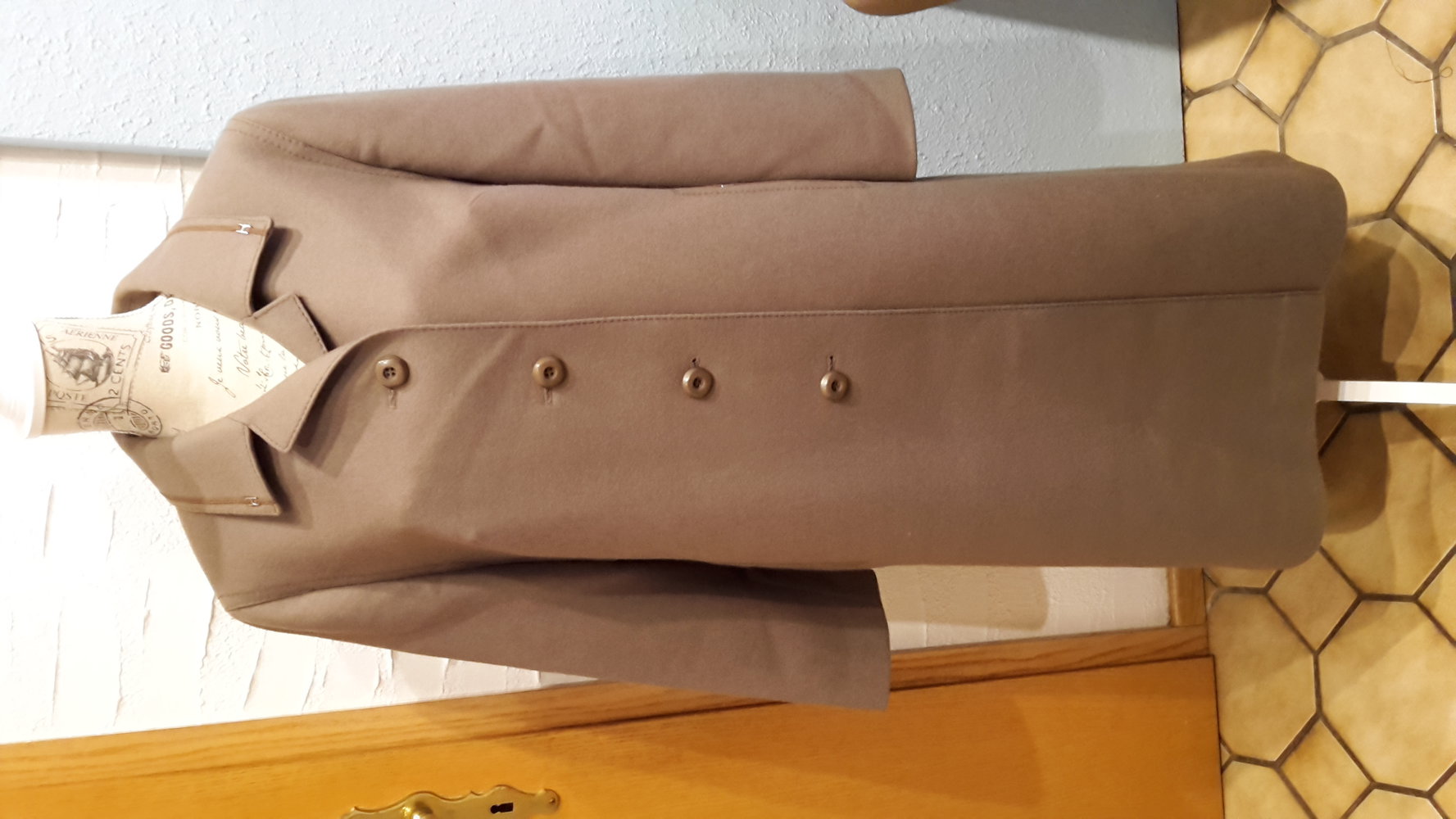 Schurwollmantel in Taupe/Braun,Größe22 ca.44, Winter, chic, NEUw.