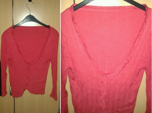 Rote Strickjacke Cardigan mit rüschen