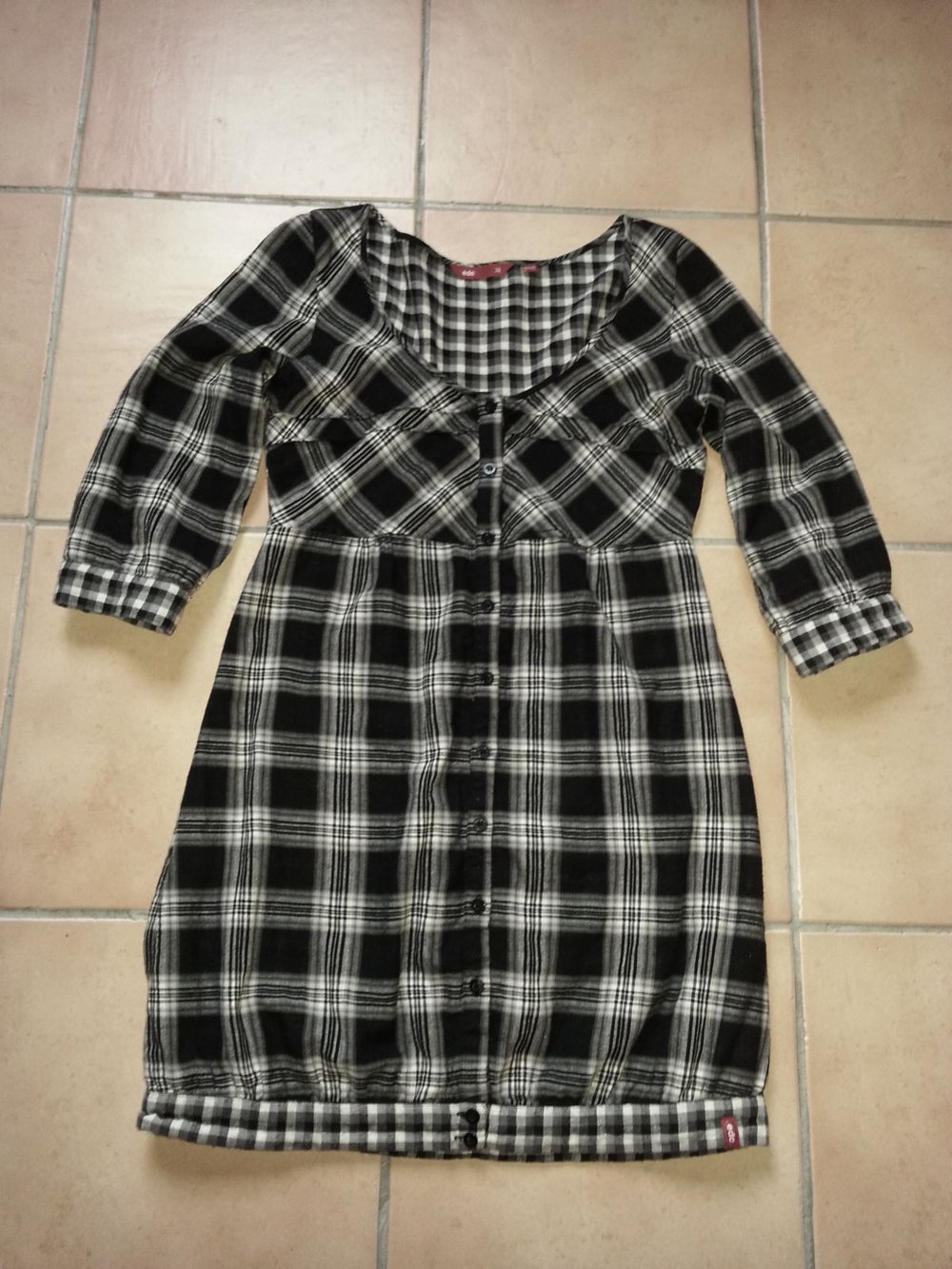 EDC BY ESPRIT * TUNIKA * KLEID * SCHWARZ- WEIß * KARIERT * 36 * WIE NEU