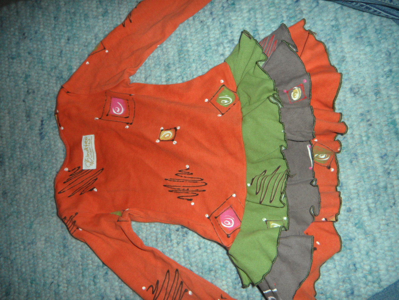 Sahneteilchen Tunika Kleid aus Südafrika handbemalt 104/110/116