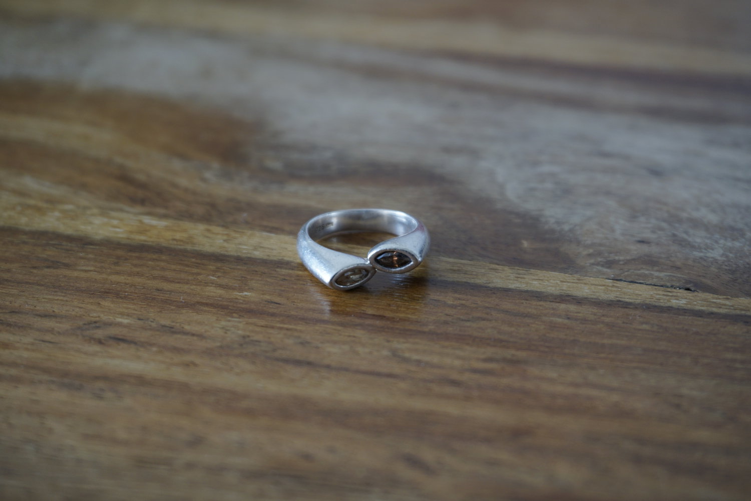 schöner Ring 925 silber mit Echtstein braun beige 56/57