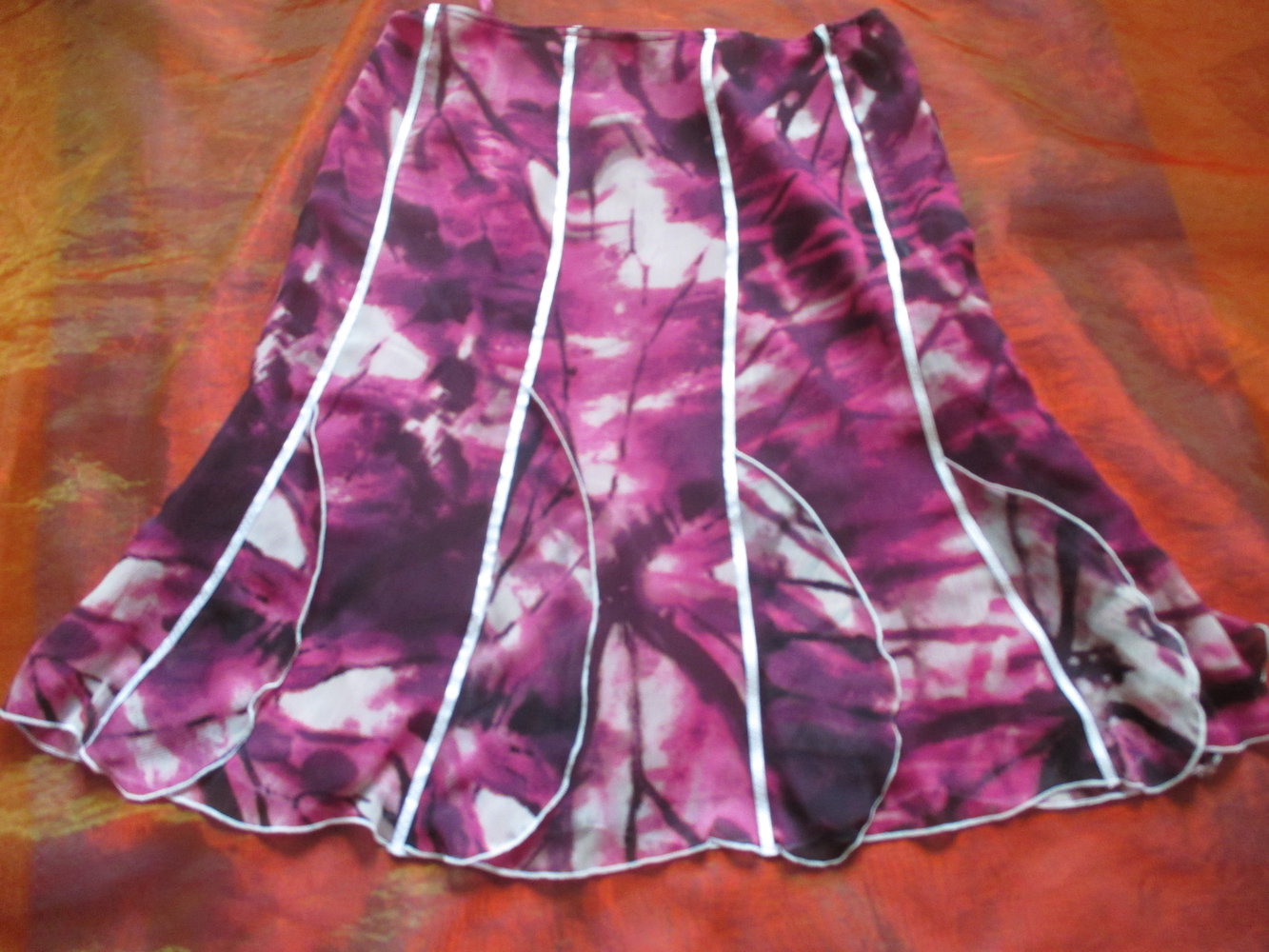 NEU * Seiden Chiffon * Crepe de Chinè * Zipfel * Rock im Batik- Style 