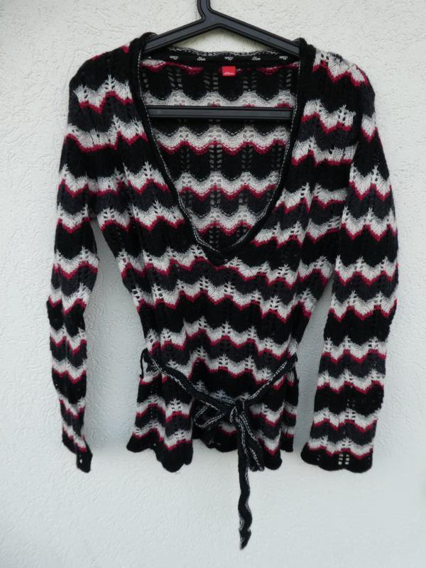 s.Oliver – Damen Grobstrick-Pulli mit V-Neck und Schnürung - Gebraucht