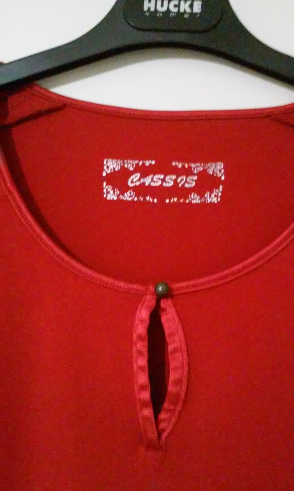 Shirt rot/strech langarm Rundhalsausschnitt Schulterbereich doppellagig gesteppt 