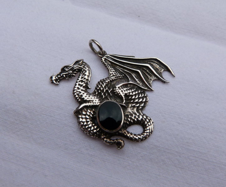 Drachen Anhänger, 925er Echtsilber, Fantasy Gothic Larp Goa Festival 
