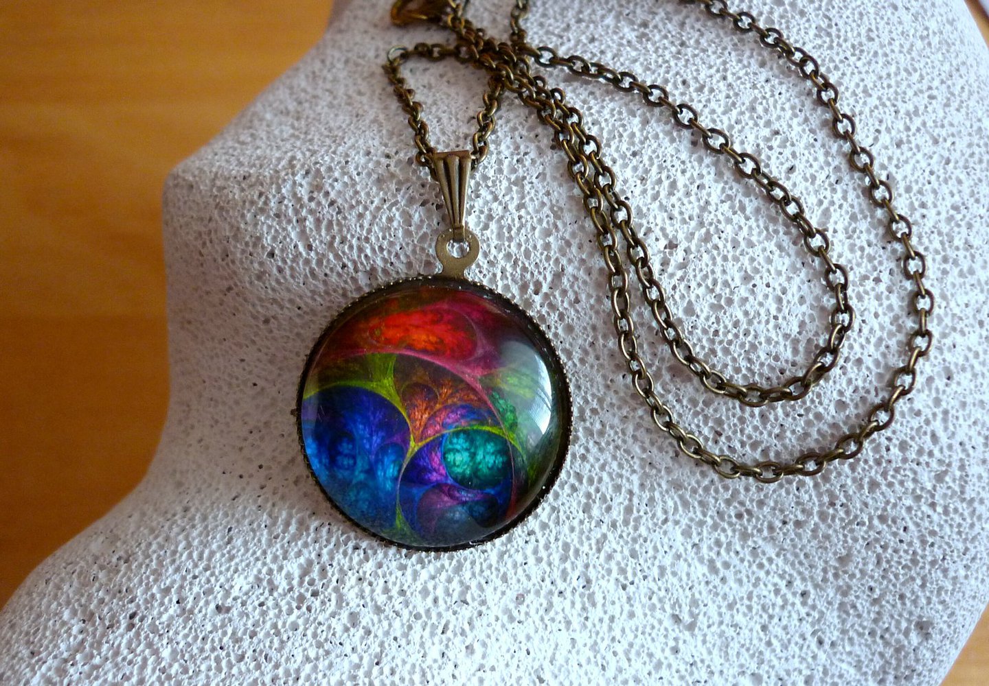 Kette bunt Netz Geflecht Ethno Goa Gothic blau grün rot lila Muster Organisch