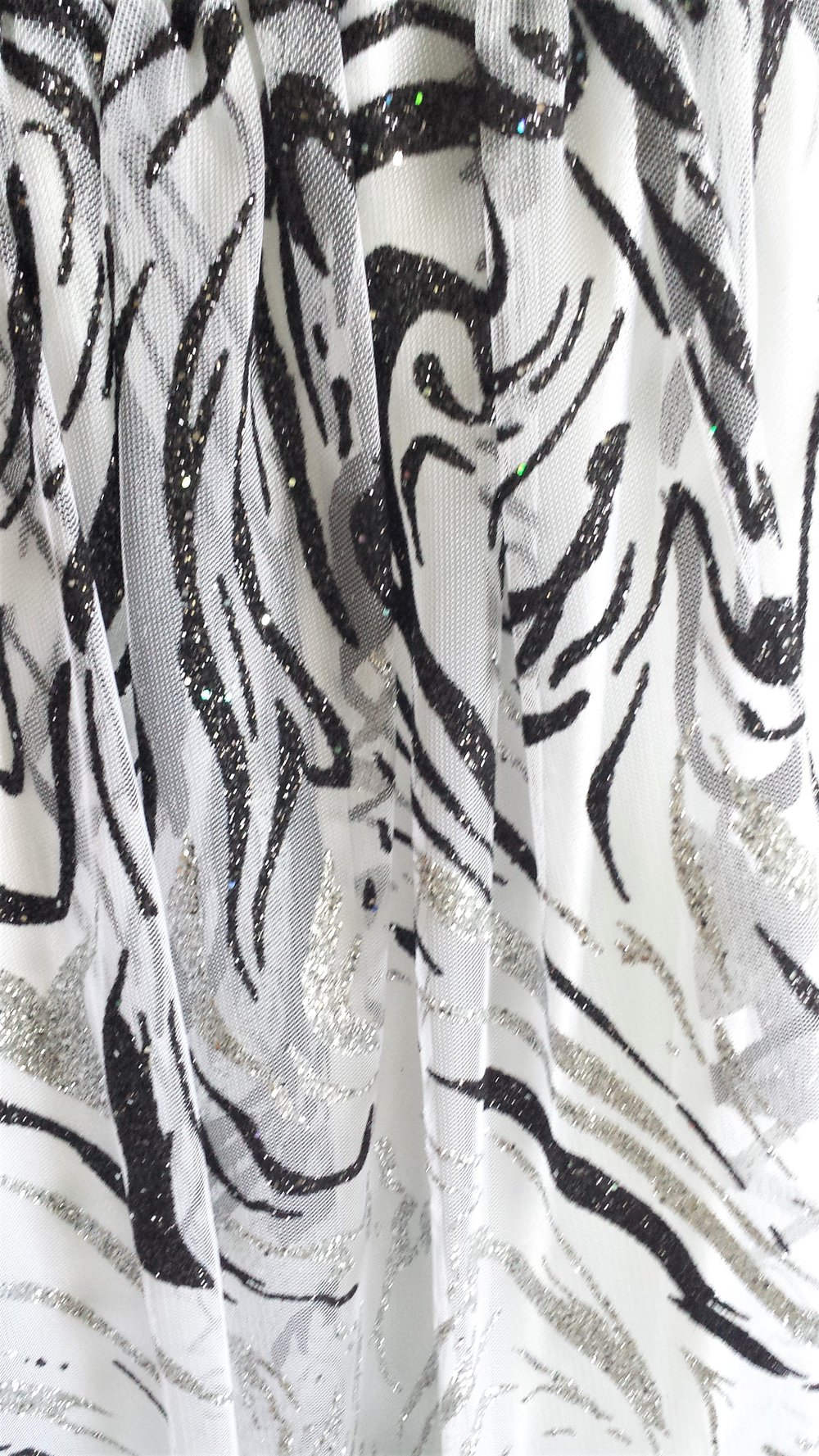 Abiballkleid/Ballkleid/Abendkleid schwarz-weiß Glitzer Tüll One shoulder Einschultrig 