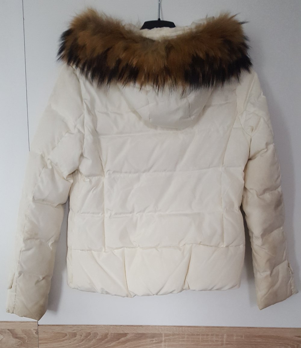 Winterjacke Echtfell Echtpelz beige weiß 34 36