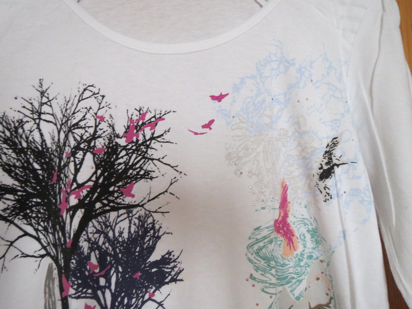 Shirt, Longshirt, Gr.36/38, wieß-bunt