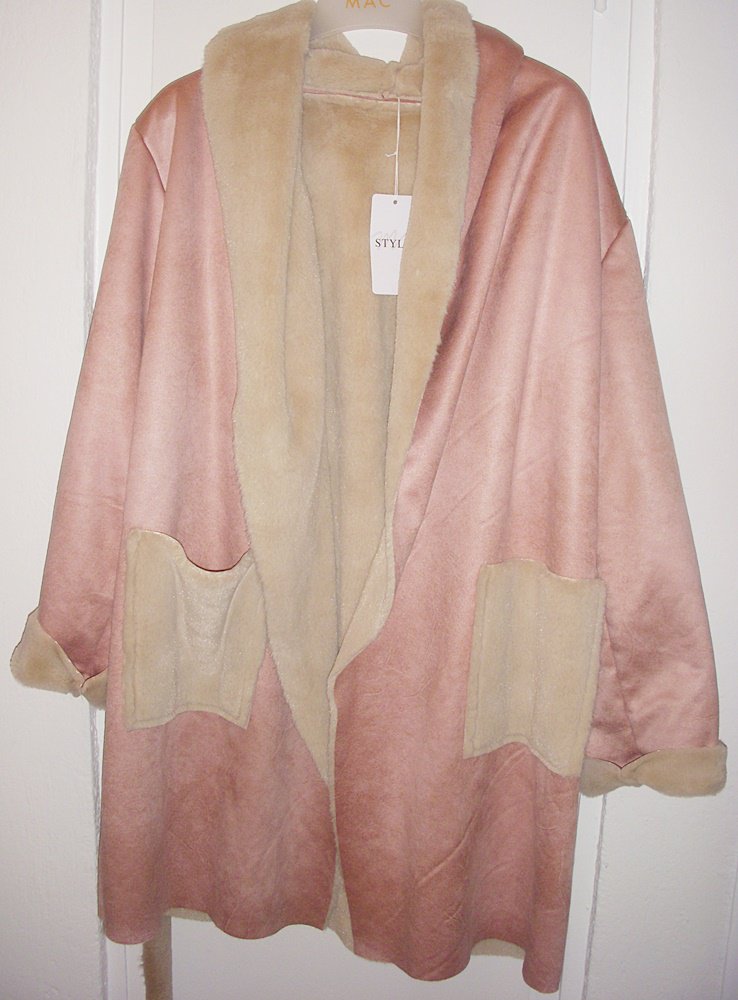 Fake Fur Mantel 36 38 40 altrosa rosa Kapuze lang