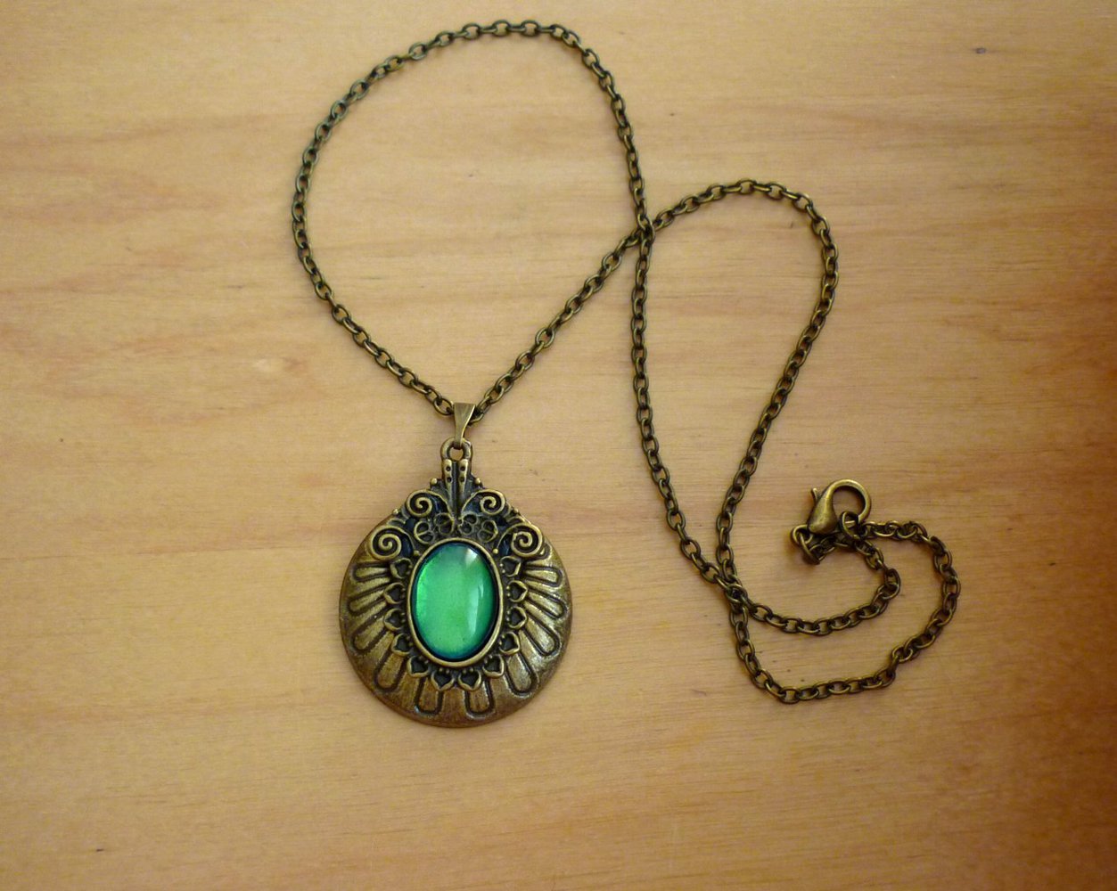 Kette Ethno rund Ornament Goa Vintage grün türkis Halskette gothic