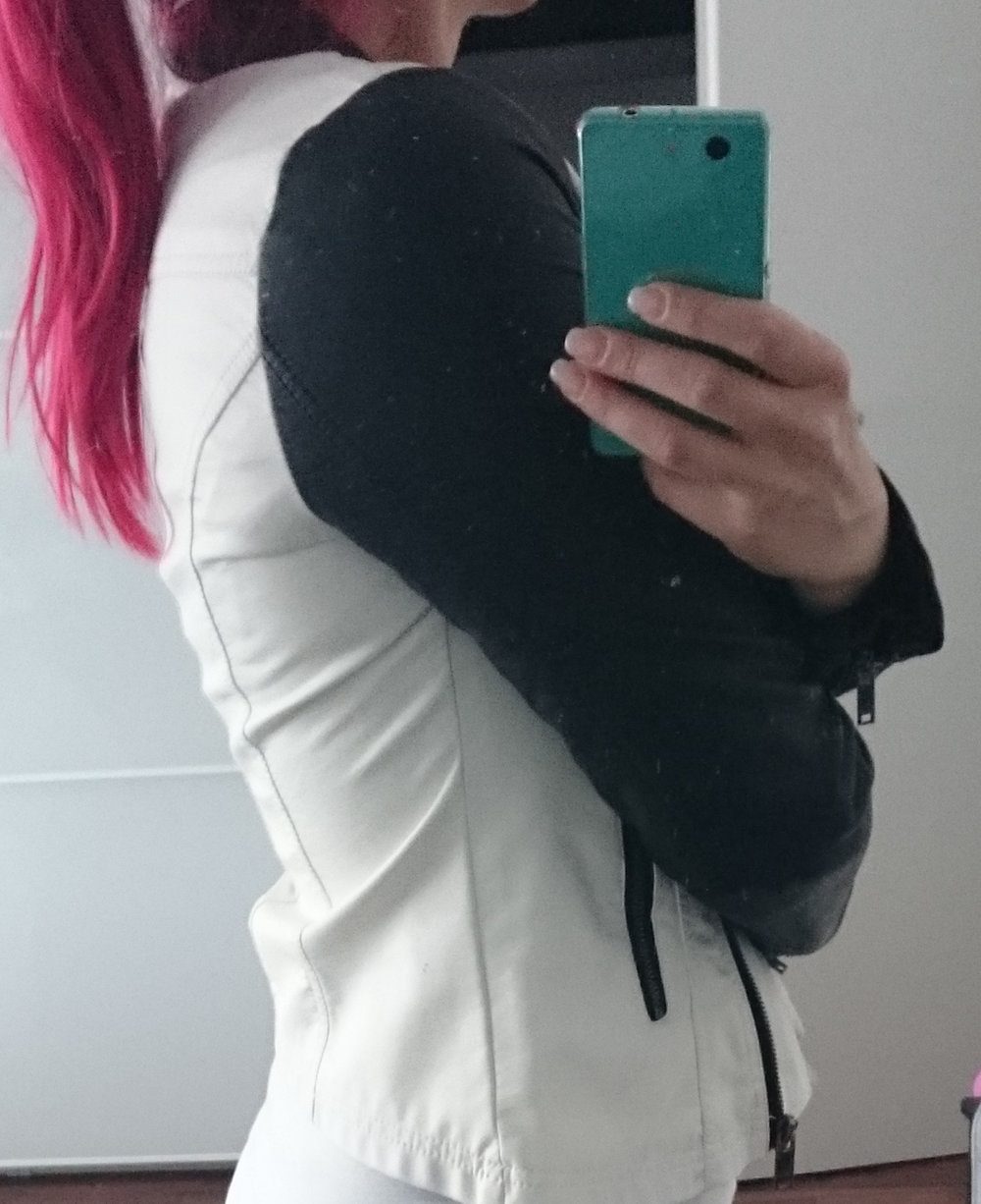 Lederjacke imitat, s/w, Ann Christine, Größe 36