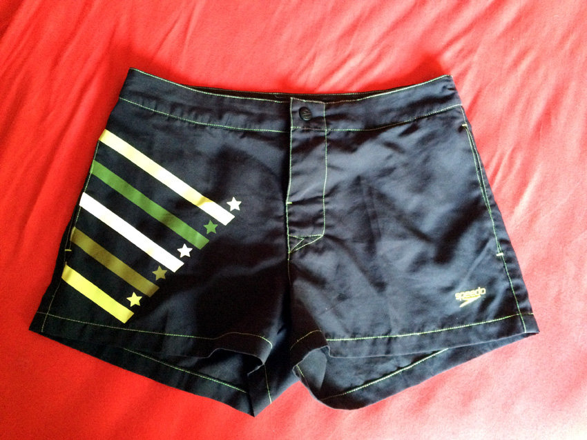 Speedo Badeshorts Gr. 38 M Weite 30 schwarz grün Badehose Boardshorts