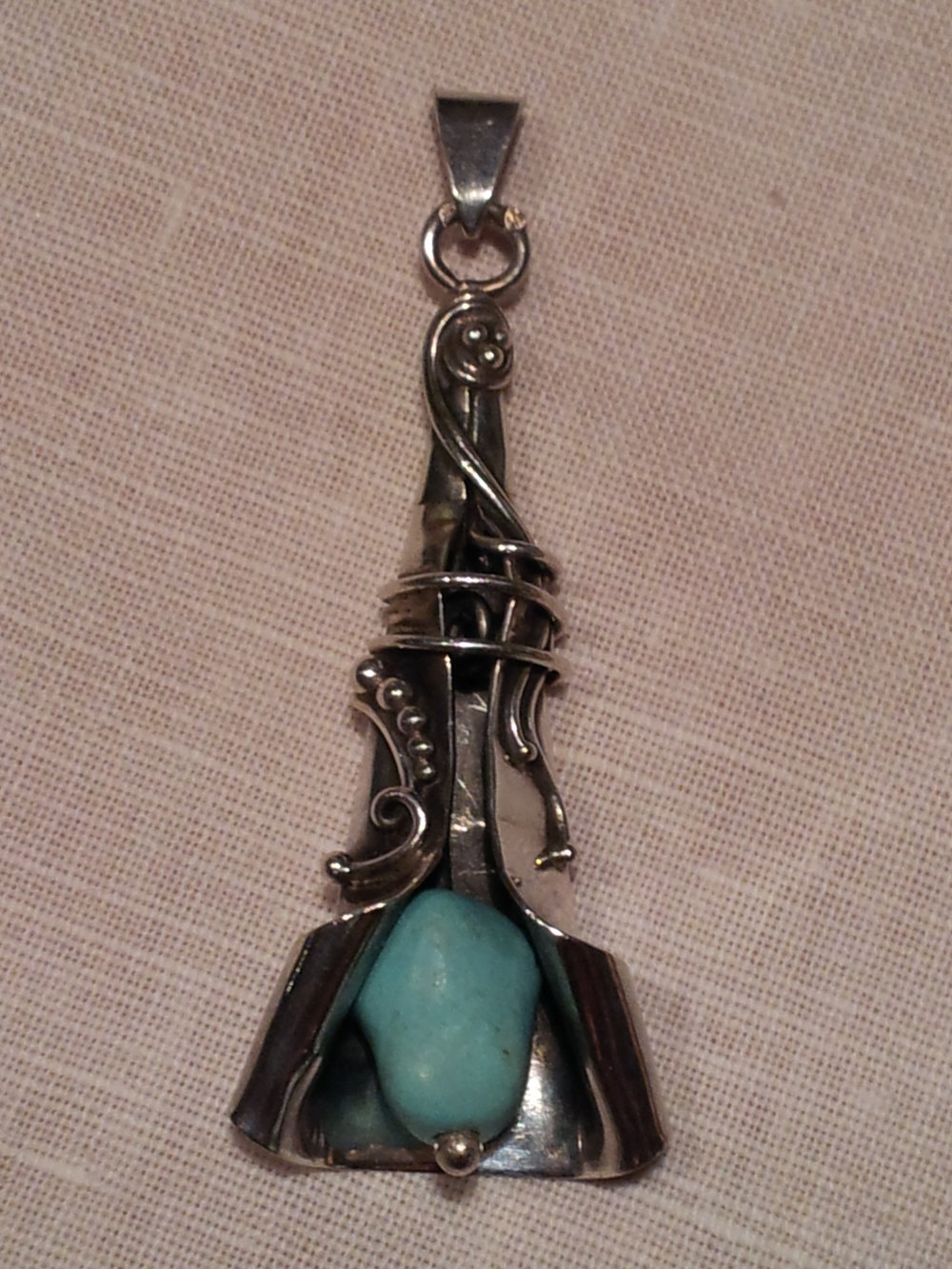 Anhänger, Silber, Türkis, Altsilber, vintage, boho, hippie,