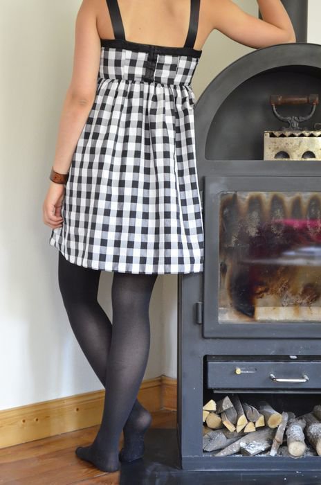 Schwarz weiß Kariertes Kleid