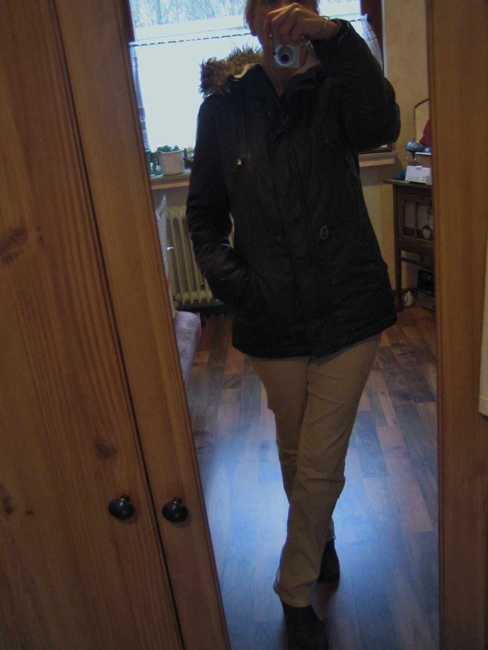 Parka Winterjacke Mantel Fake Fell Kapuze